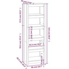 Vidaxl Knjižna omara medeno rjava 50x35x154 cm trdna borovina
