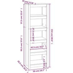 Vidaxl Knjižna omara 50x35x154 cm trdna borovina