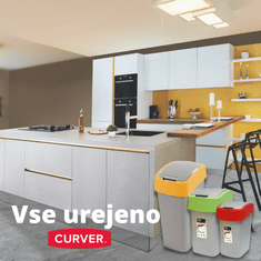 Curver Koš za smeti Flip, 45l, oranžno/srebrn