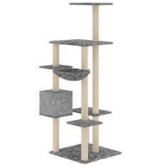 Vidaxl Mačje drevo s praskalniki iz sisala svetlo sivo 142 cm