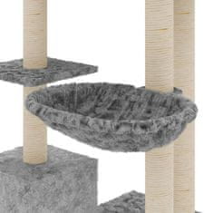 Vidaxl Mačje drevo s praskalniki iz sisala svetlo sivo 142 cm