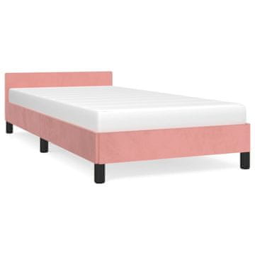 Vidaxl Posteljni okvir z vzglavjem brez vzmetnice roza 90x190 cm žamet
