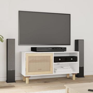 Vidaxl vidaXL TV stojalo belo 80x30x40 cm borovina in ratan