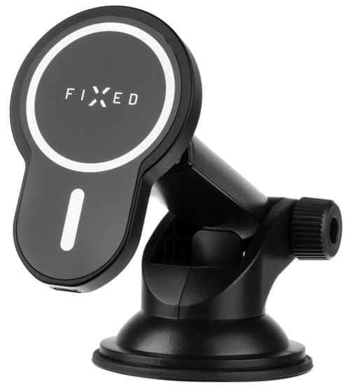FIXED nosilec za brezžično polnjenje MagClick XL z nosilcem za montažo MagSafe, za steklo ali armaturno ploščo, 15W FIXMCLI-XL-BK, črn