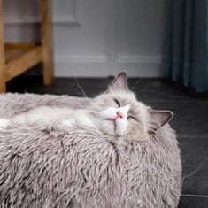 Mersjo Okrogla plišasta postelja za hišne ljubljenčke 60 cm siva