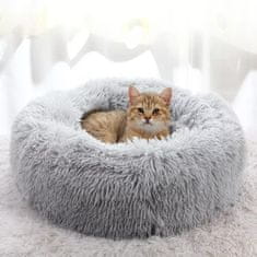 Mersjo Okrogla plišasta postelja za hišne ljubljenčke 60 cm siva