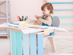 Elis Design Komplet, otroška miza iz Montessori gugalnice 6v1 smile blue s stolom