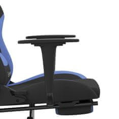 Greatstore Masažni gaming stol z oporo za noge črno in modro blago