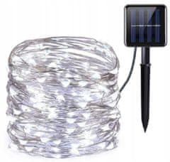 LTC Solarni LED niz 100 LED 10m IP65 600 mAh s senzorjem svetlobe hladno bela