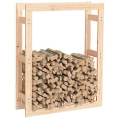 Vidaxl Stojalo za drva 80x25x100 cm trdna borovina