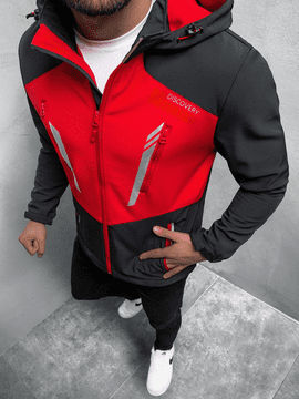 Ozonee Moška softshell jakna Stirling črno-rdeča