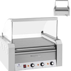 shumee Rolo žar s pokrovom in grelnim predalom za žemlje 20 HotDog klobas 2600W 230V Royal Catering