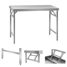 shumee Zložljiva delovna miza iz nerjavečega jekla 120 x 60 cm do 120 kg Royal Catering RCAT-120K