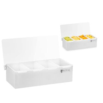 Royal Catering Polipropilenske posode za barmane za dodatke k pijačam, 4 kosi + etui