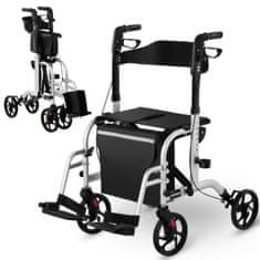 Uniprodo Rehabilitacijski balkonski sprehajalec 2v1 s funkcijo invalidskega vozička zložljiv s torbo do 136 kg