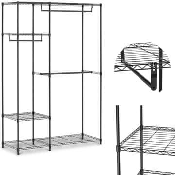 shumee Žično stojalo za oblačila za garderobo 4 police 3 obešalniki 119 x 45 x 179,5 cm do 270 kg