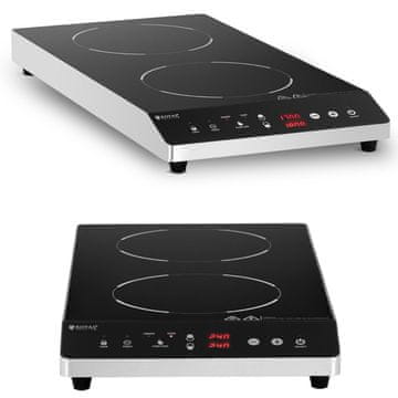 Royal Catering Nastavljiv indukcijski štedilnik z 2 kuhalnima poljema, premer 26 cm, LED, 1800 W