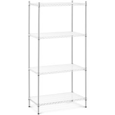 Royal Catering Delavniški regal iz kromirane žice, 4 police + 4 podloge za 1 t 1000 kg 90x45x180 cm