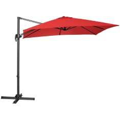 Uniprodo Stranski vrtni sončnik na kvadratnem iztegnjenem nosilcu 250 x 250 cm rdeč