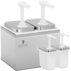 Royal Catering Dvojni dozirnik za omako s črpalko iz nerjavečega jekla 2 x 2 l