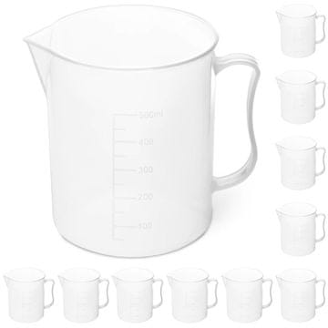 BE PLASTIČNA LABORATORIJSKA ČAŠA Z MERILNO GRADUCIJO 500 ML - 10 KOSOV.
