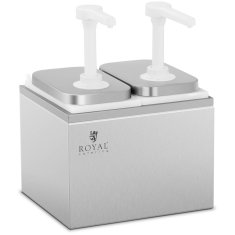Royal Catering Dvojni dozirnik za omako s črpalko iz nerjavečega jekla 2 x 2 l