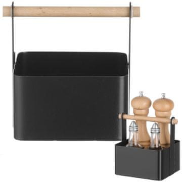 shumee Organizator namizna košara za začimbe z lesenim ročajem 17x13x16 cm - Hendi 427057