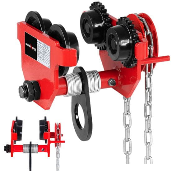 shumee Ročno viseči žerjavni voziček z verigo 65-110 mm 3 m 1000 kg 1 t