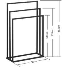 Physa Stoječi talni stojalo z obešalnikom za 3 brisače STAL 55 x 21,5 x 84 cm, temnosiva