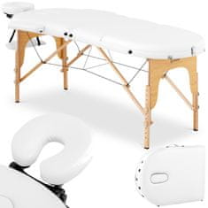 NEW Prenosna masažna miza zložljiva postelja z lesenim okvirjem Colmar White do 227 kg bela