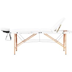 NEW Prenosna masažna miza zložljiva postelja z lesenim okvirjem Colmar White do 227 kg bela