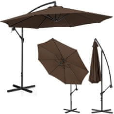 shumee Vrtni dežnik na roko, okrogel nagib, diam. 300 cm rjava