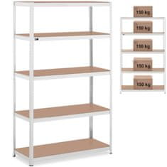 shumee Kovinski skladiščni regal 5 polic 750 kg 120 x 50 x 197 cm siv