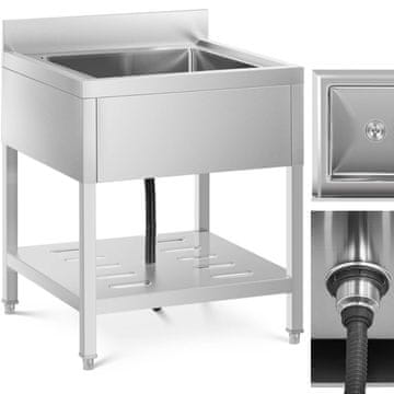 Royal Catering Enokomorni pomivalni korit za gostinske namene s polico in robom 70 x 70 x 95 cm