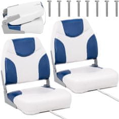 NEW Zložljiv sedež za motorni čoln 50 x 42 x 51 cm bela in modra 2 kosa.