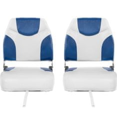 NEW Zložljiv sedež za motorni čoln 50 x 42 x 51 cm bela in modra 2 kosa.