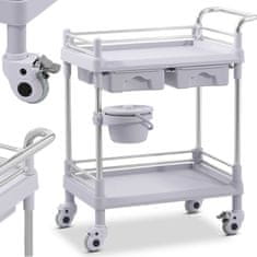 shumee Medicinski laboratorijski voziček, 2 polici, 2 predala, košara
