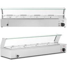 Royal Catering Bemar grelnik za jedi, grelni pult z zaščitnim pokrovom 4 x GN 1/2 2000 W