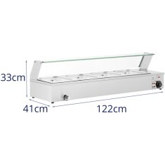 Royal Catering Bemar grelnik za jedi, grelni pult z zaščitnim pokrovom 4 x GN 1/2 2000 W
