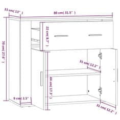 Greatstore Komoda rjav hrast 80x33x70 cm inženirski les