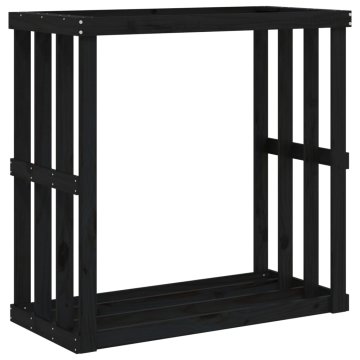 Vidaxl Zunanje držalo za polena črno 108x52x106 cm trdna borovina