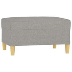 Vidaxl Trosed s stolčkom za noge svetlo siv 210 cm blago
