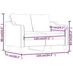 Vidaxl Dvosed temno siv 120 cm blago
