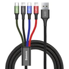 BASEUS Kabel USB 4v1 2 x iPhone Lightning USB-C microUSB v najlonovi ovojnici 3,5 A 1,2 m črn