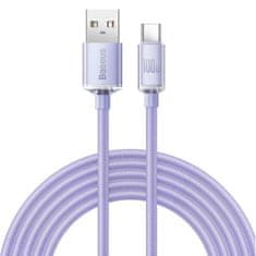 BASEUS kabel USB serije Crystal Shine za hitro polnjenje in prenos podatkov USB Type A - USB Type C 100W 2m vijolične barve (CAJY000505)