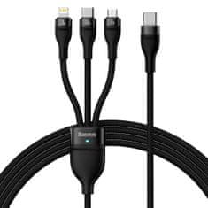 BASEUS Flash Series II USB Type C - USB Type C / Lightning / micro USB 100 W 1,5 m kabel črne barve (CASS030201)