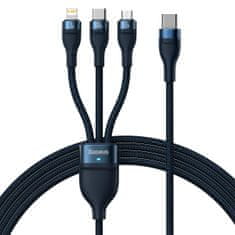 BASEUS Flash Series II kabel USB Type C / USB Type A - USB Type C / Lightning / micro USB 100 W 1,5 m moder (CASS030203)
