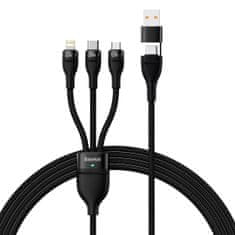 BASEUS Kabel 4v1 USB+USB-C na USB-C / iPhone Lightning / micro USB 1,2 m – črn