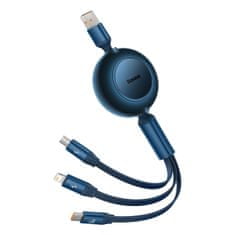 BASEUS Bright Mirror 2 izvlečni kabel 3v1 USB tipa A - micro USB + Lightning + USB tipa C 66W 1,1 m modri (CAMJ010103)