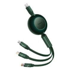 BASEUS Bright Mirror 2 izvlečni kabel 3v1 USB tipa C - micro USB + Lightning + USB tipa C 3,5A 1,1 m zelen (CAMJ010206)